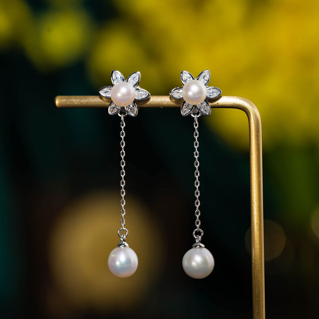 Elegant Freshwater Pearl Earrings WE00296 | GARDENS - PEARLY LUSTRE