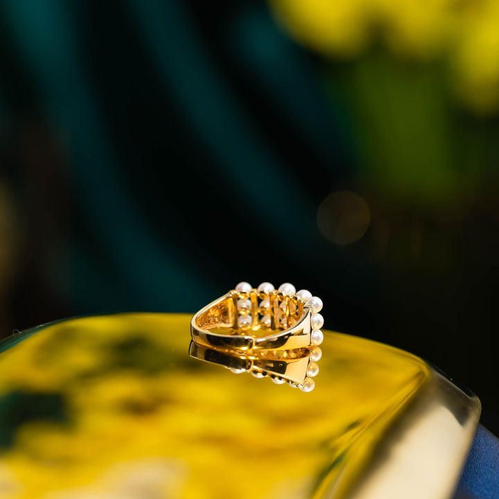 Elegant Japan Akoya Pearl 18K Solid Gold Ring KR00007 - PEARLY LUSTRE