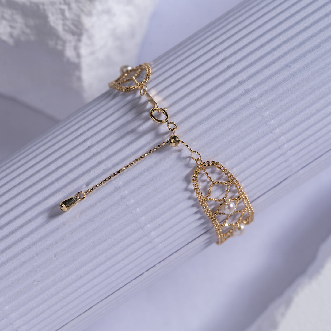 Elegant 18K Solid Gold Freshwater Pearl Bracelet KB00003 - PEARLY LUSTRE