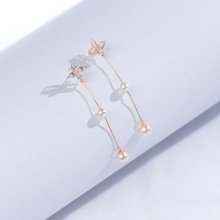 18K Solid Gold﻿ Freshwater Pearl Earrings KE00069 | Elegant - PEARLY LUSTRE