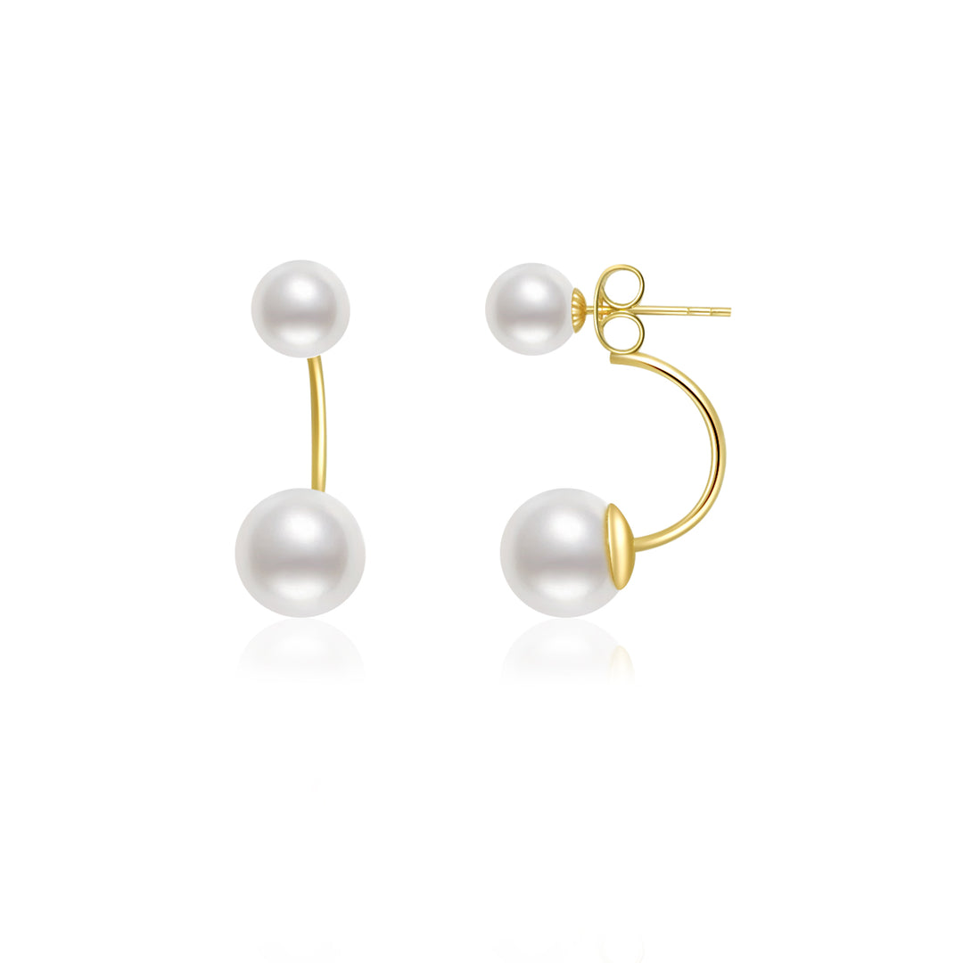 Elegant 18K Solid Gold Freshwater Pearl Earrings KE00073 - PEARLY LUSTRE