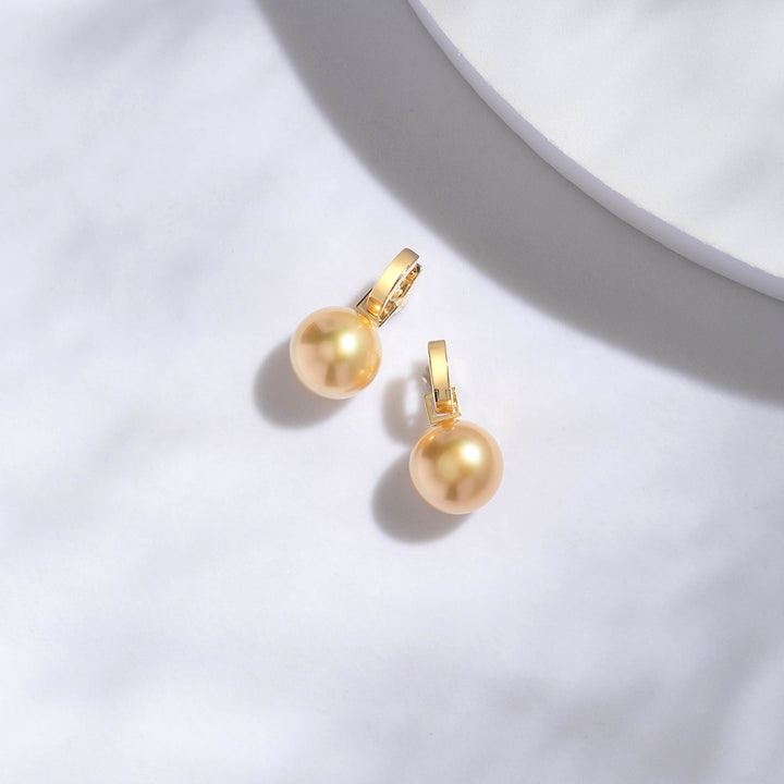 18k Solid Gold South Sea Golden Pearl Earrings KE00076 - PEARLY LUSTRE