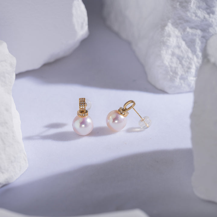 18k Solid Gold Freshwater Pearl Earrings KE00081 - PEARLY LUSTRE