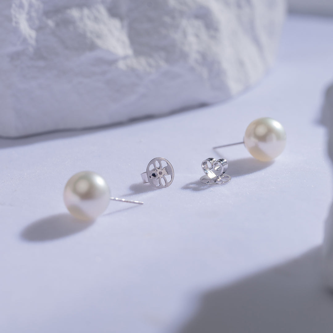 Venus Top Grade Australian White South Sea Pearl Stud Earrings KE00084 | 18K Gold - PEARLY LUSTRE