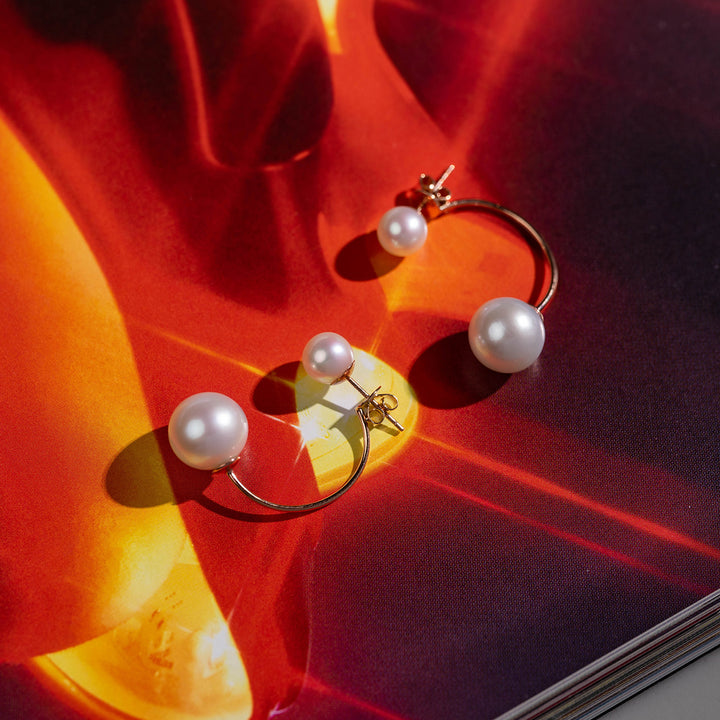 Elegant 18K Solid Gold Freshwater Pearl Earrings KE00087 - PEARLY LUSTRE