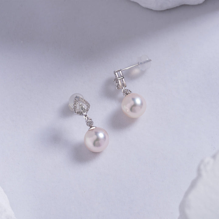 18K Akoya Hanadama Pearl Earrings KE00088 | DESIRE - PEARLY LUSTRE