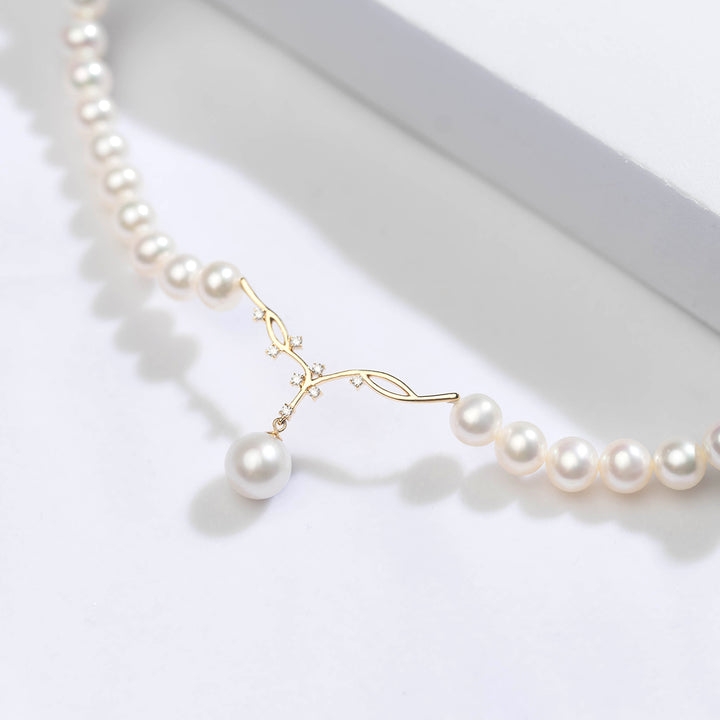 18K Gold Freshwater Pearl Necklace KN00078 | STARRY - PEARLY LUSTRE