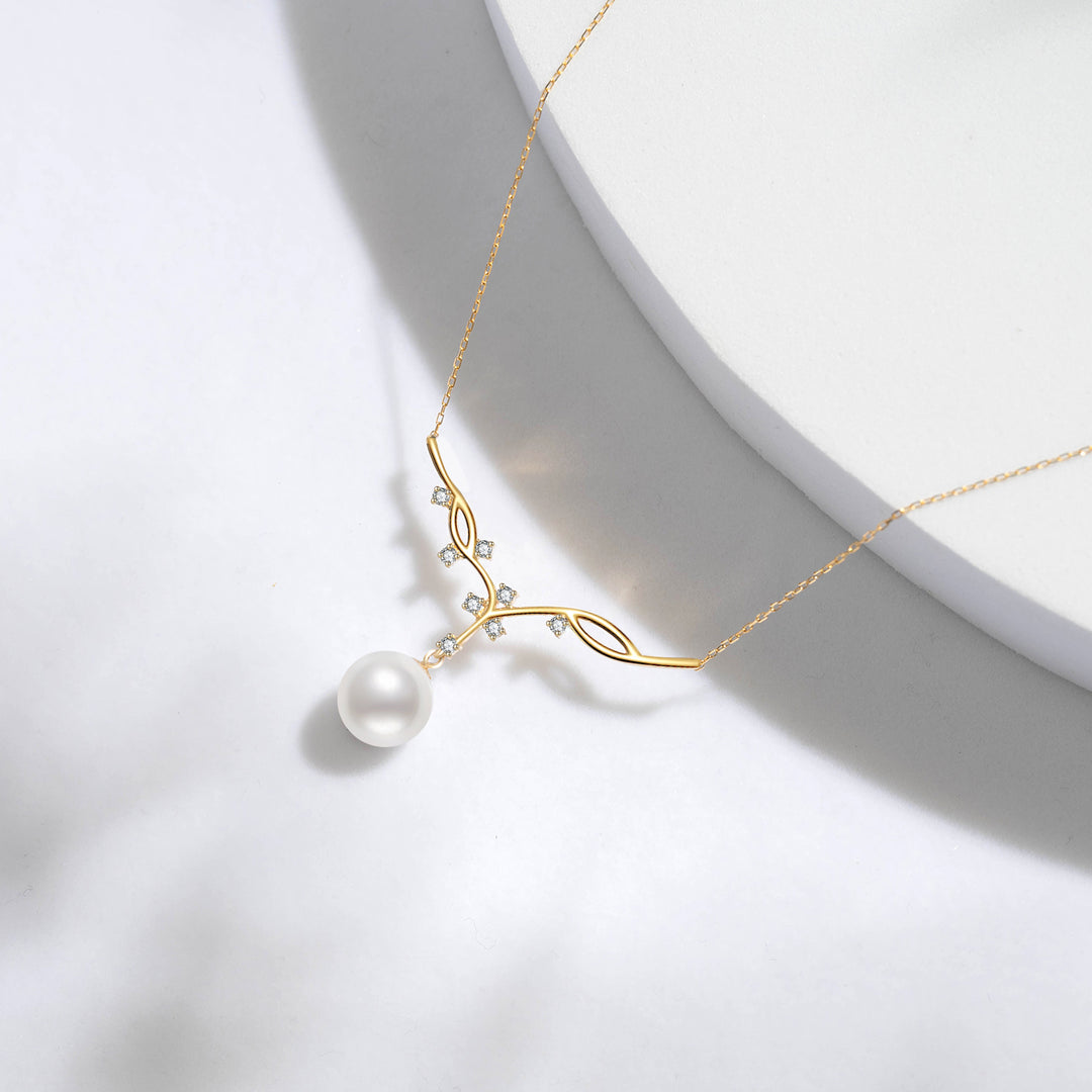 18k Freshwater Pearl Necklace KN00084 | STARRY - PEARLY LUSTRE