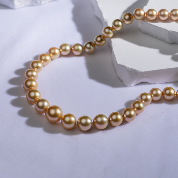 18k Aurora Moon Rainbow South Sea Golden Pearl Necklace KN00090 - PEARLY LUSTRE
