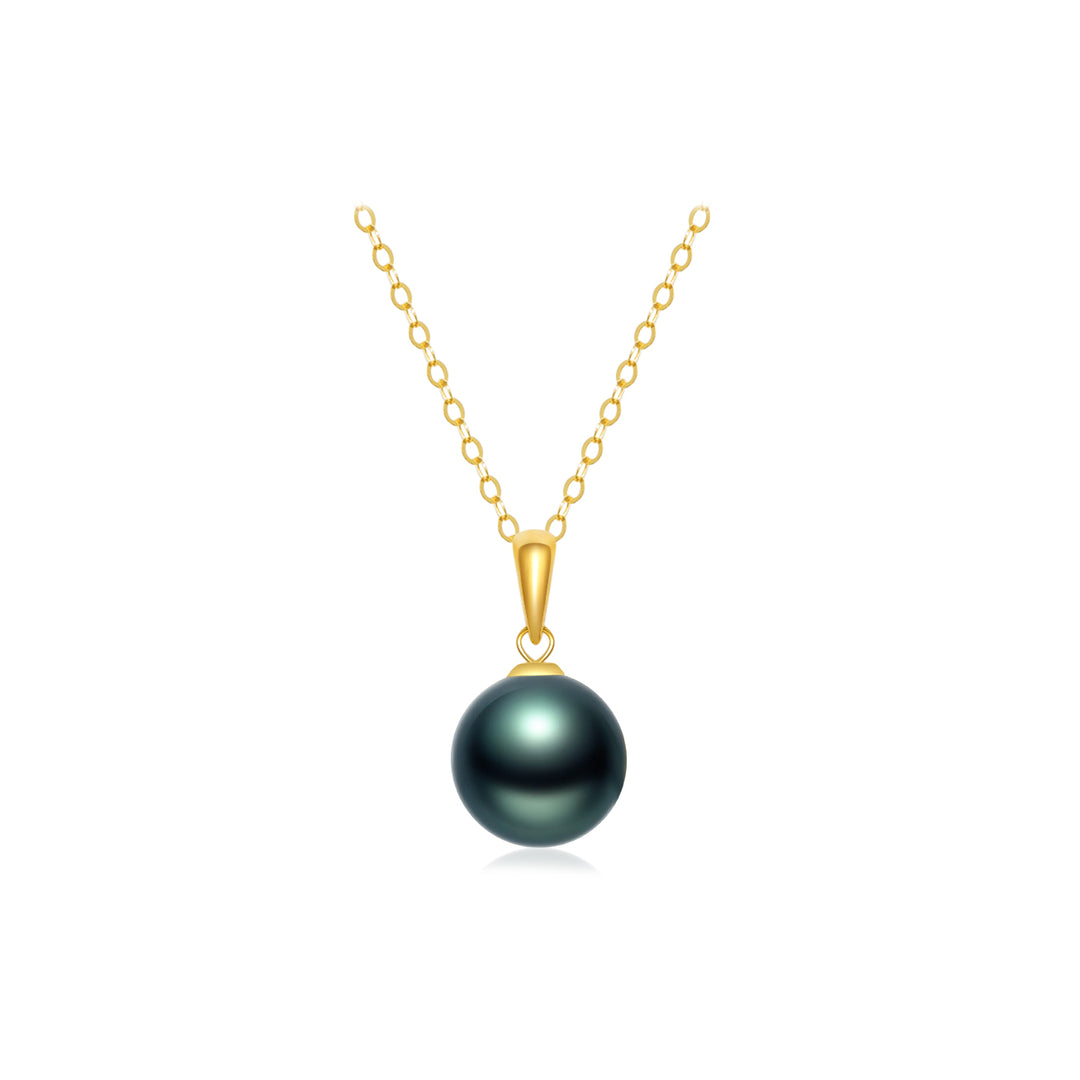 18K Solid Gold Saltwater Tahitian Pearl Necklace KN00094 - PEARLY LUSTRE
