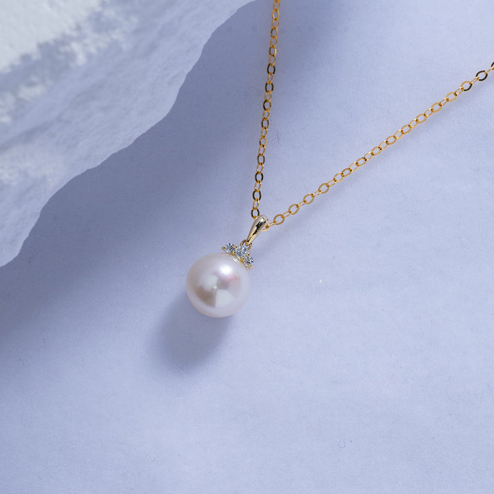 18K Solid Gold Freshwater Pearl Necklace KN00096 - PEARLY LUSTRE