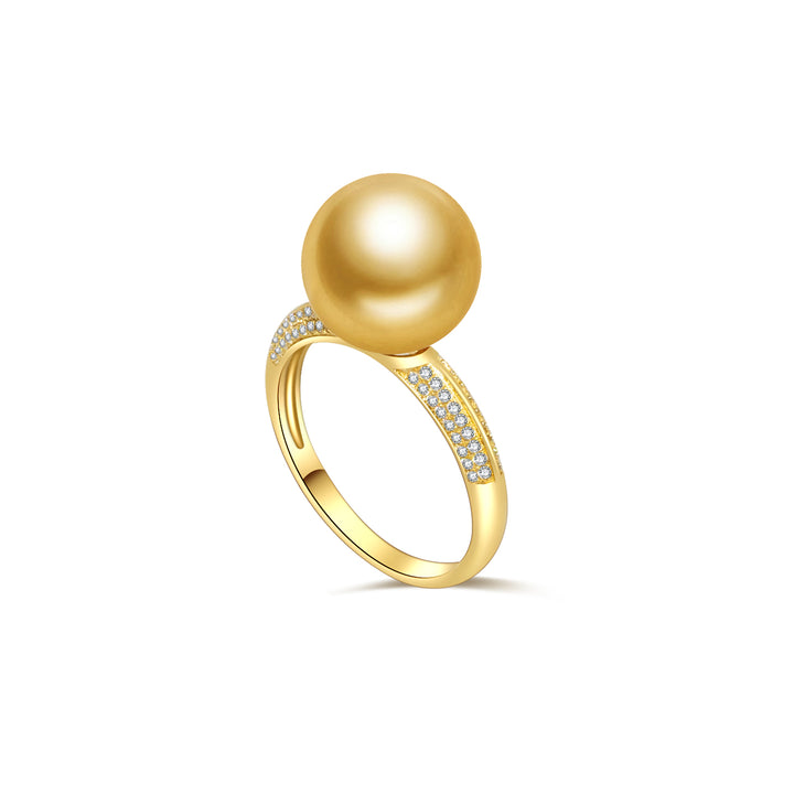18K Solid Gold South Sea Golden Pearl Ring KR00017 - PEARLY LUSTRE