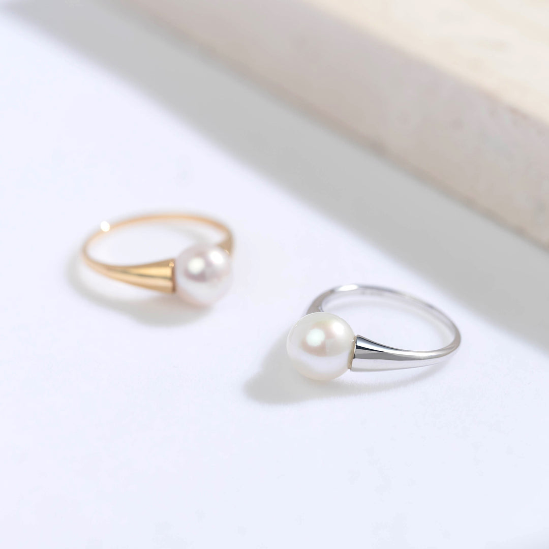 18K Freshwater Pearl Ring KR00030 - PEARLY LUSTRE