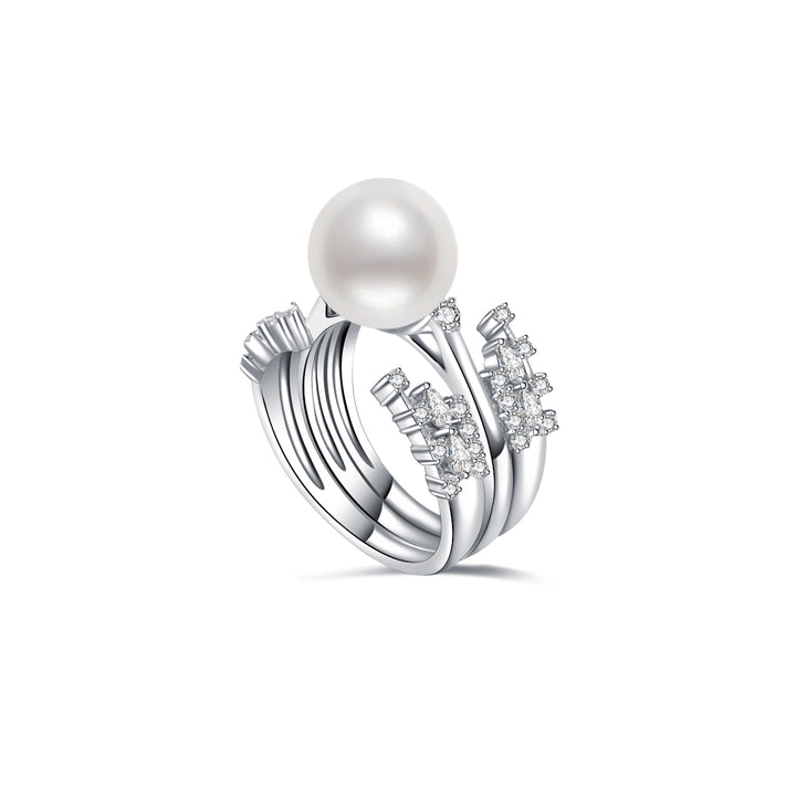 18K Solid Gold Venus Australian White South Sea Pearl Ring KR00038 - PEARLY LUSTRE