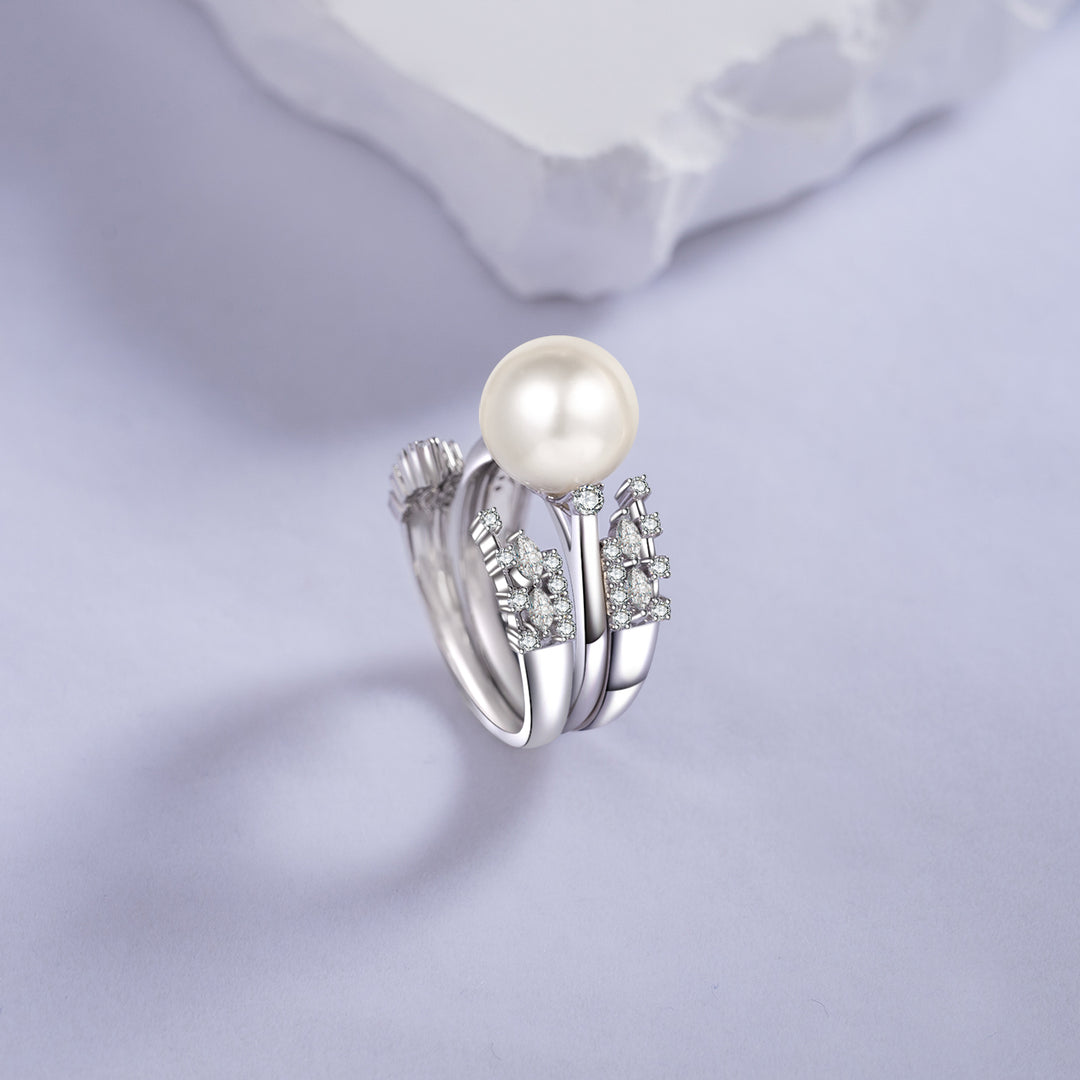 18K Solid Gold Venus Australian White South Sea Pearl Ring KR00038 - PEARLY LUSTRE