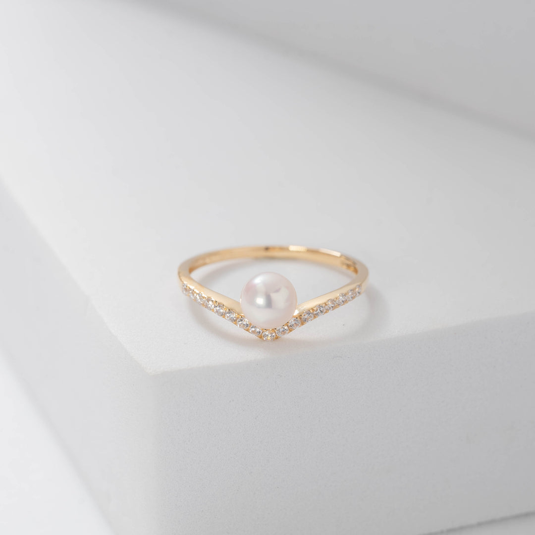 18K Gold Freshwater Pearl Ring KR00039 - PEARLY LUSTRE