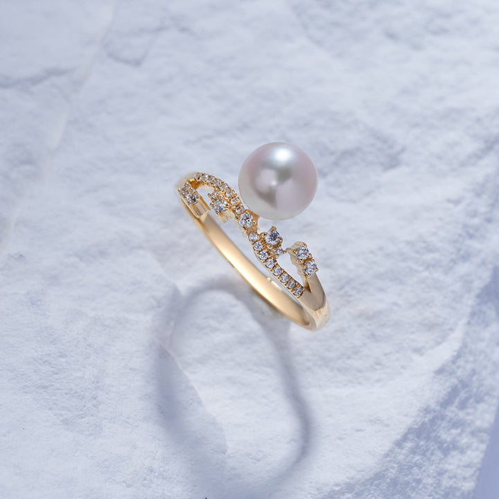 18K Freshwater Pearl Ring KR00041 | STARRY - PEARLY LUSTRE