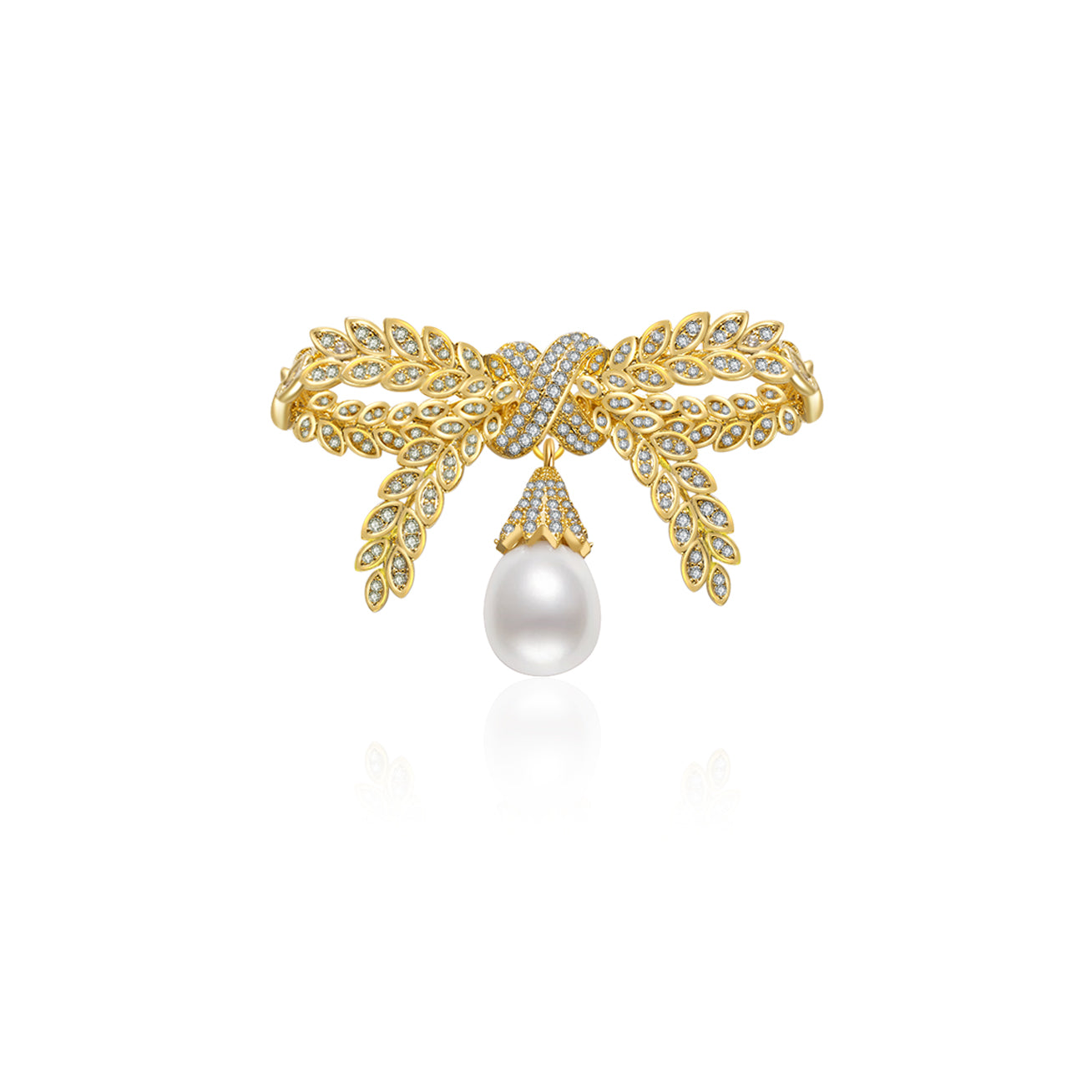 Gold and hot sale pearl brooch