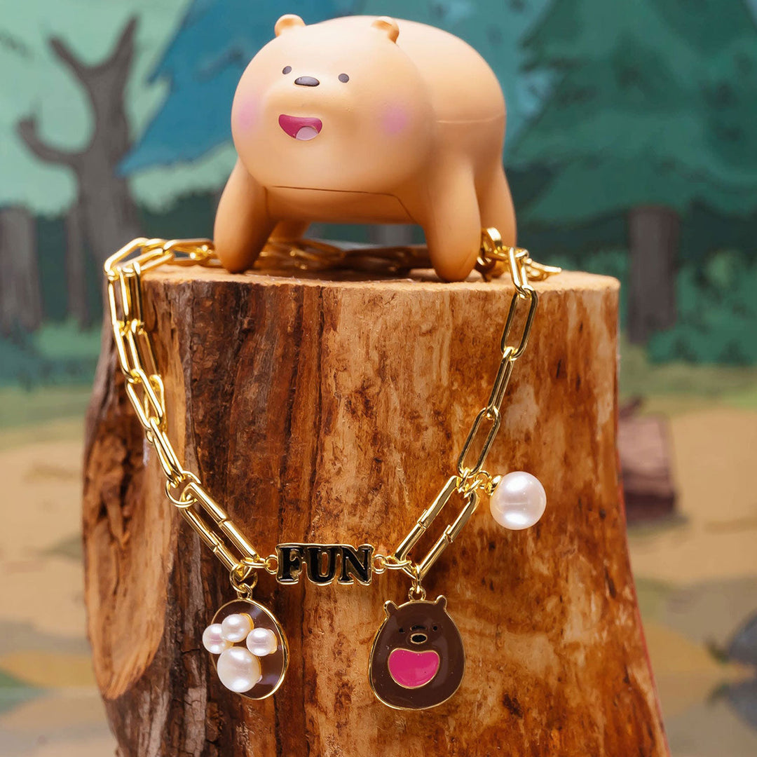 We Bare Bears Charm Freshwater Pearl Bracelet WB00092-Grizzly | Wonderland - PEARLY LUSTRE