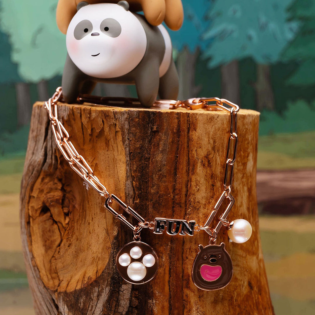 We Bare Bears Charm Freshwater Pearl Bracelet WB00092-Grizzly | Wonderland - PEARLY LUSTRE