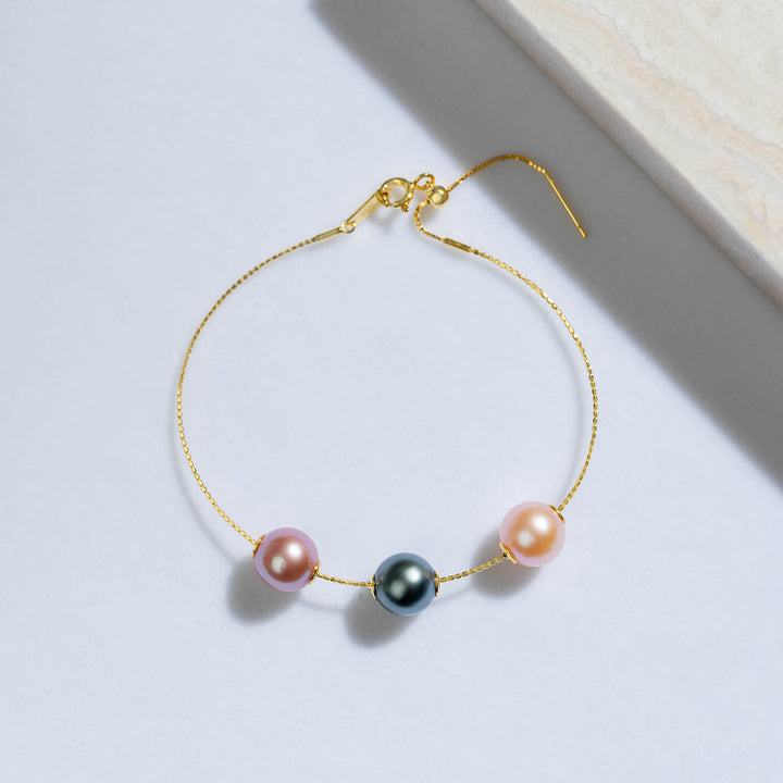 18K Solid Gold Interchangeable Pearl Bracelet KB00004 | Possibilities - PEARLY LUSTRE