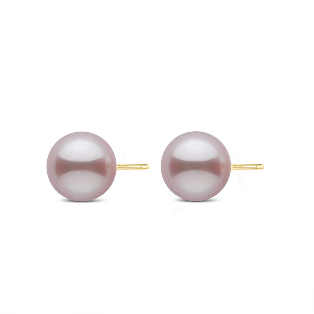 Elegant Freshwater Round Purple Pearl Stud Earrings WE00387 - PEARLY LUSTRE