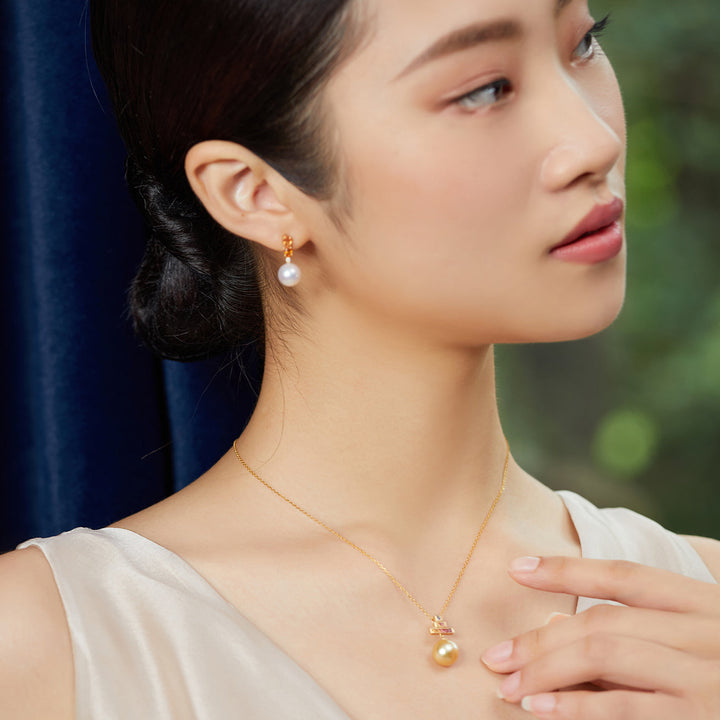 Birthstone 18k solid gold  Pearl Earrings KE00005 - PEARLY LUSTRE