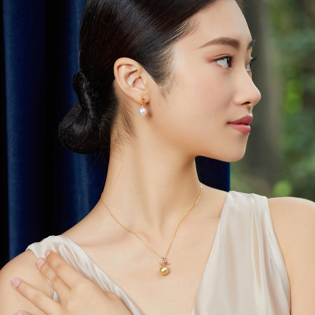Birthstone 18k solid gold  Pearl Earrings KE00005 - PEARLY LUSTRE