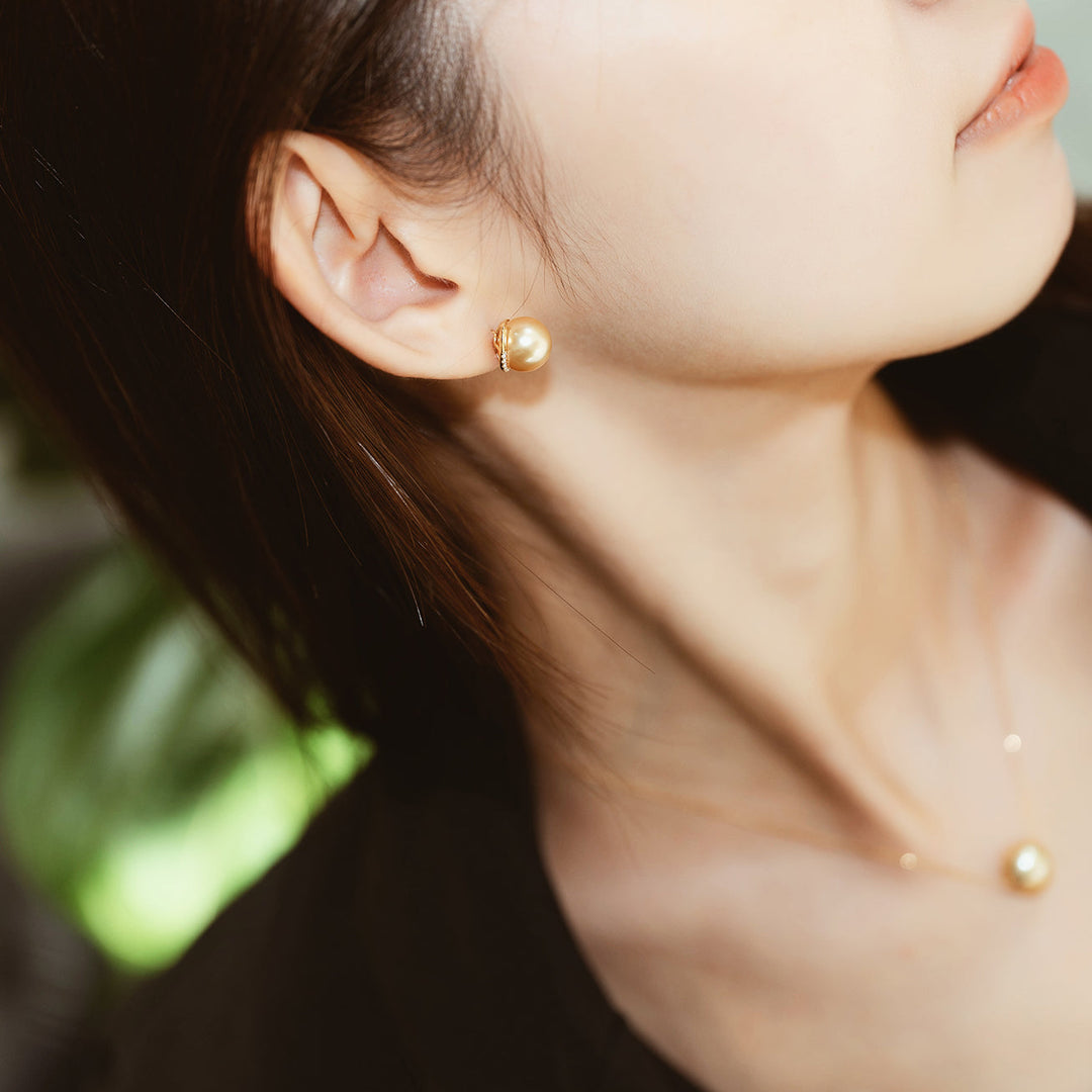 18K Solid Gold South Sea Pearl Earrings KE00032 - PEARLY LUSTRE