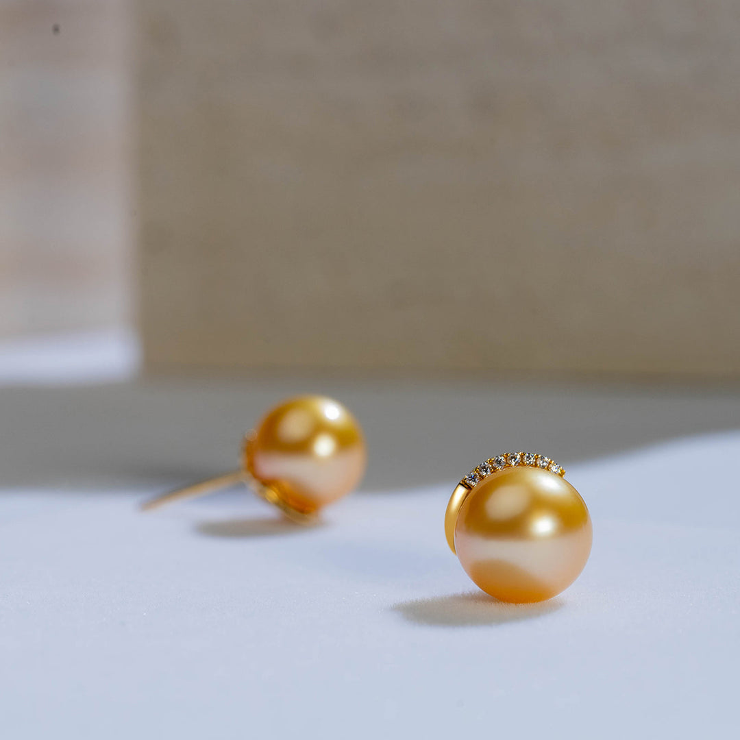 18K Solid Gold South Sea Pearl Earrings KE00032 - PEARLY LUSTRE