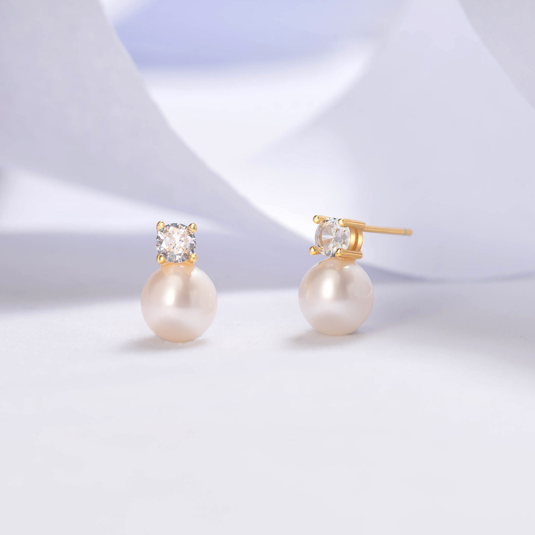 Elegant Freshwater Semi Round Pearl Earrings WE00363 - PEARLY LUSTRE