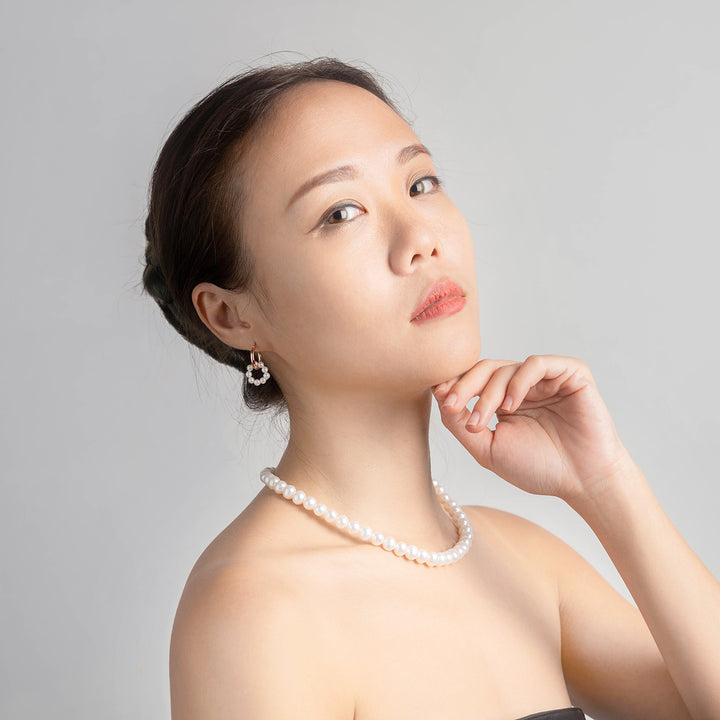18K Solid Gold New Yorker Freshwater Pearl Earrings KE00035 - PEARLY LUSTRE