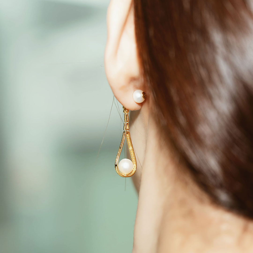 Elegant Freshwater Pearl Earrings WE00378 - PEARLY LUSTRE