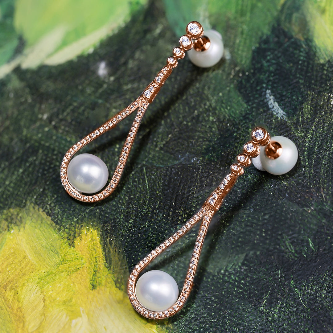 Elegant Freshwater Pearl Earrings WE00379 - PEARLY LUSTRE