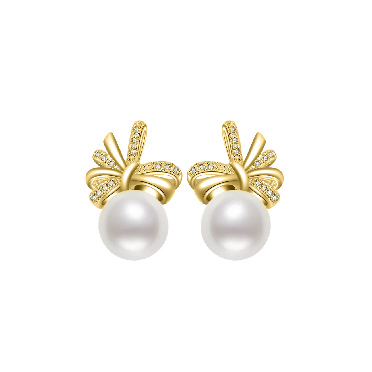 Gold freshwater pearl on sale earrings