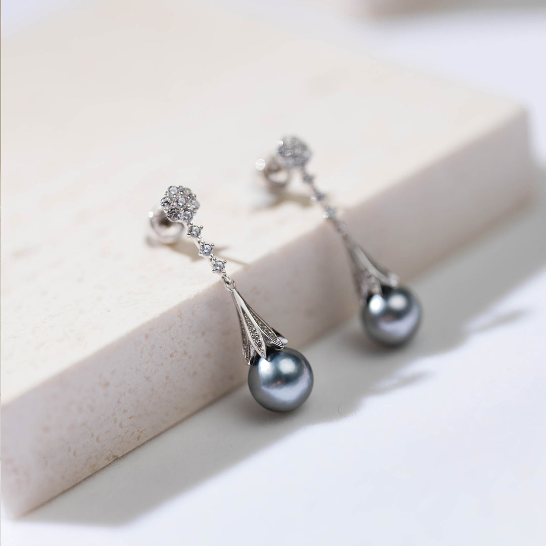 Elegant Tahitian Pearl Earrings WE00415 - PEARLY LUSTRE