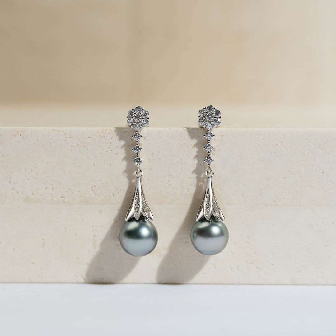 Elegant Tahitian Pearl Earrings WE00415 - PEARLY LUSTRE