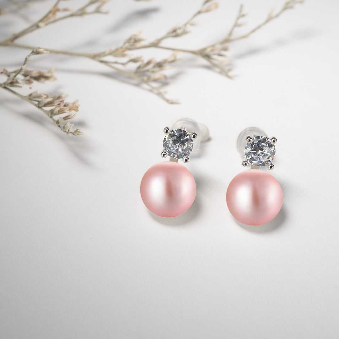 Elegant Freshwater Semi Round Pearl Earrings WE00419 - PEARLY LUSTRE