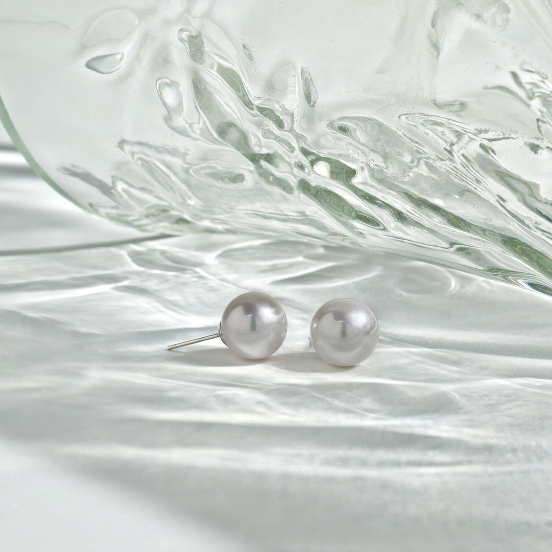 Elegant﻿ Edison White Pearl Stud Earrings WE00478 - PEARLY LUSTRE