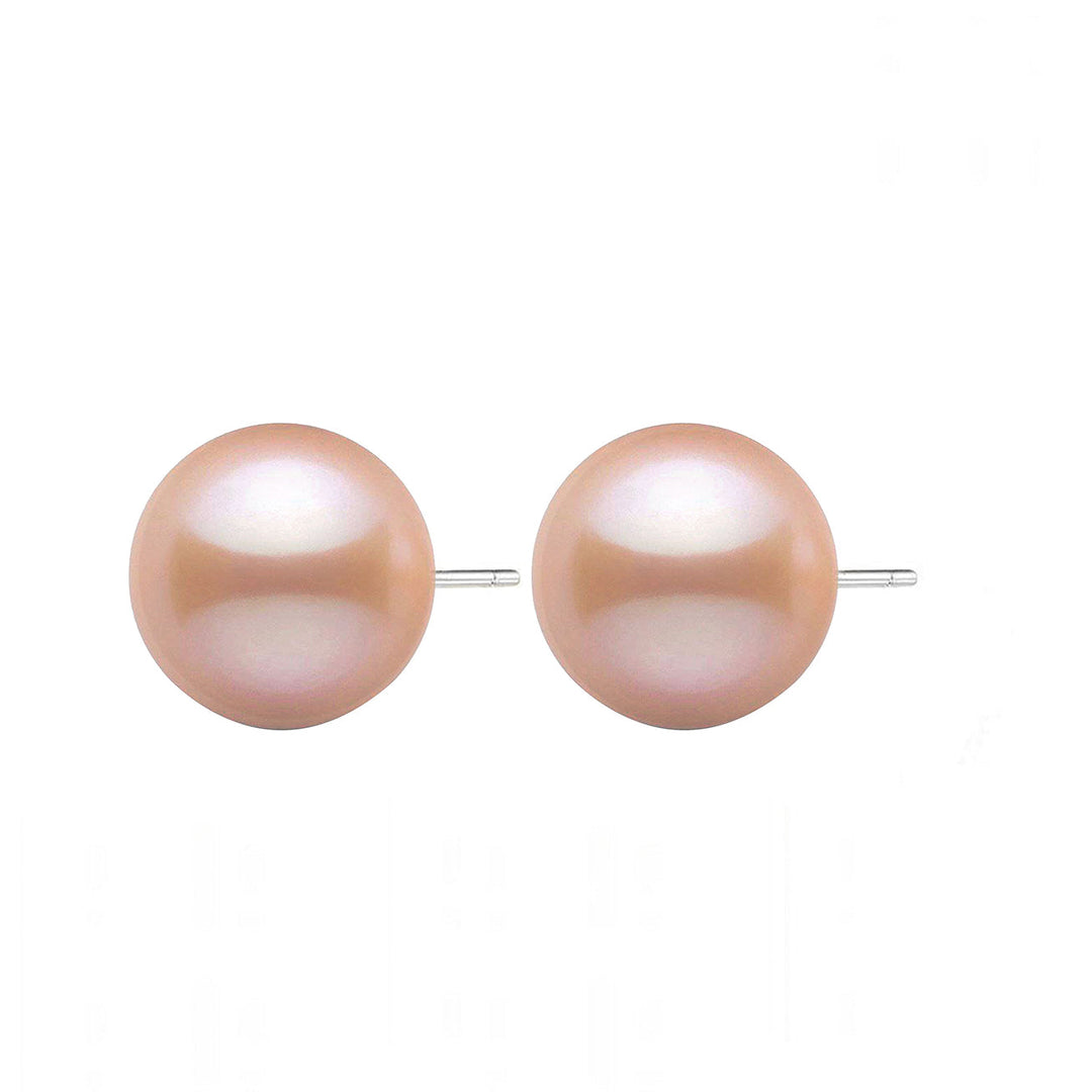 18K Gold﻿ Top Grade Pink Freshwater Pearl Stud Earrings KE00059 - PEARLY LUSTRE