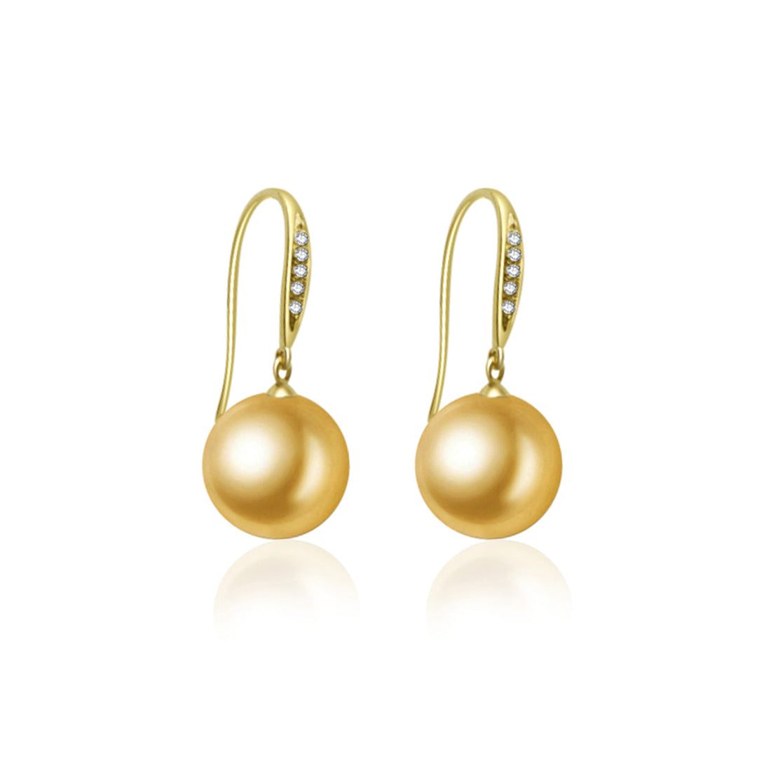 18k Solid Gold South Sea Golden Pearl Earrings KE00066 - PEARLY LUSTRE