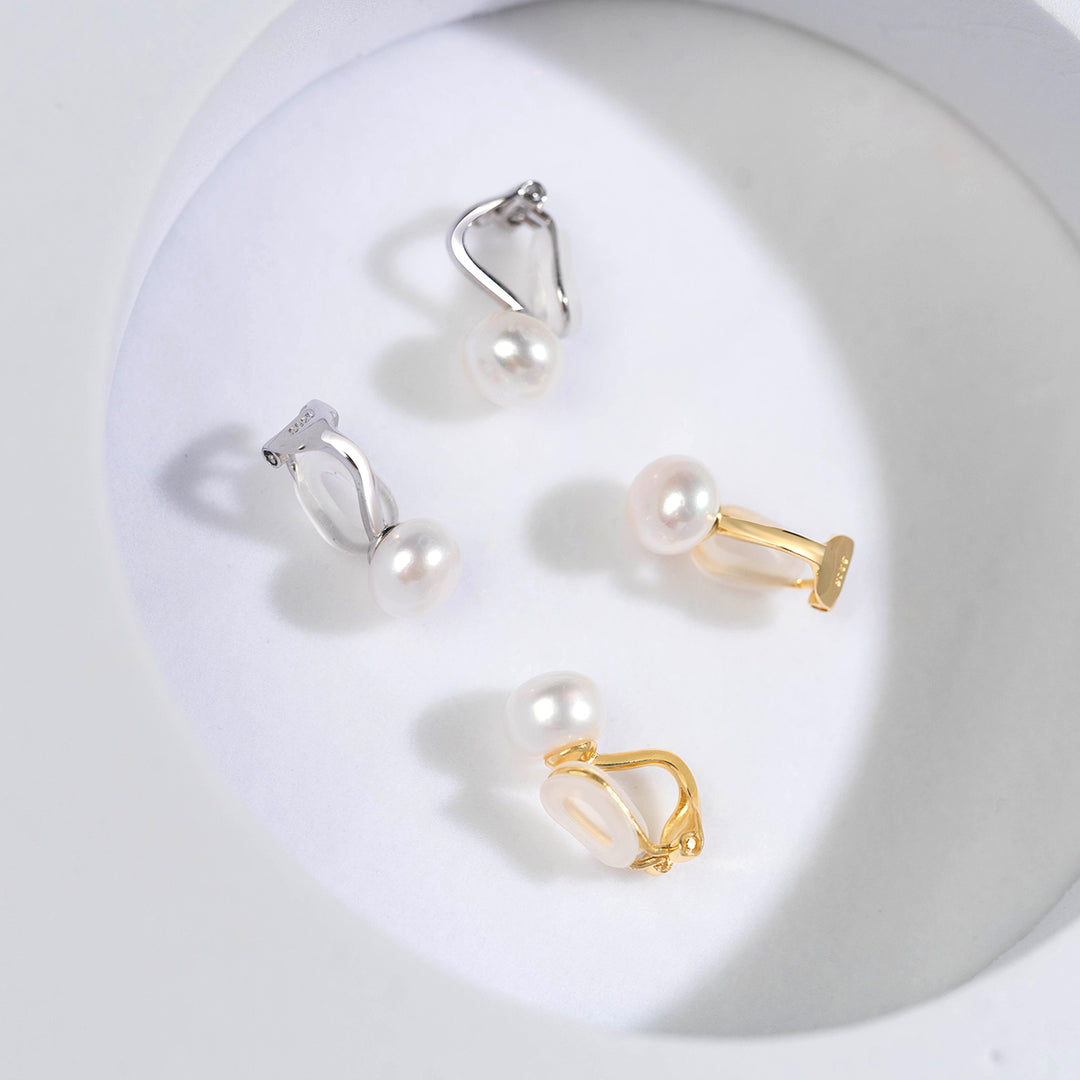 Elegant Freshwater Pearl Clip-on Earrings WE00496 - PEARLY LUSTRE