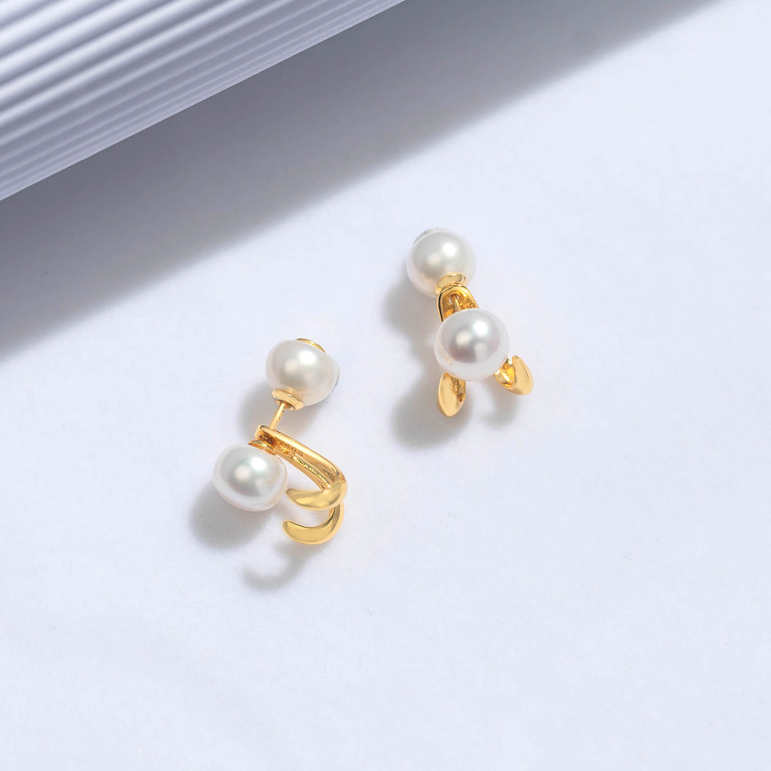 New Yorker Duo Style Freshwater Pearl Earrings WE00530 - PEARLY LUSTRE