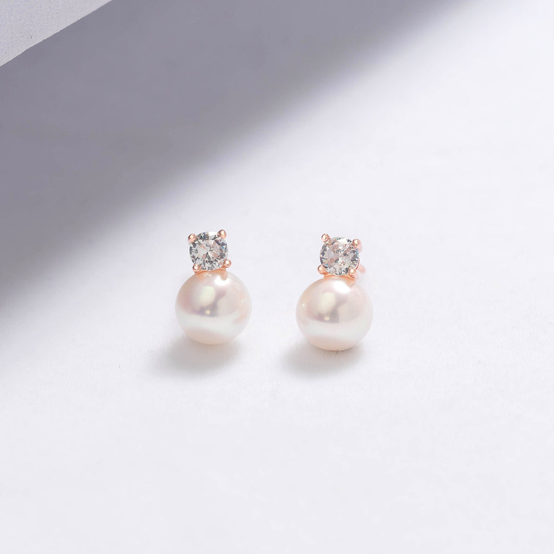 Elegant Freshwater Round Pearl Earrings WE00541 - PEARLY LUSTRE
