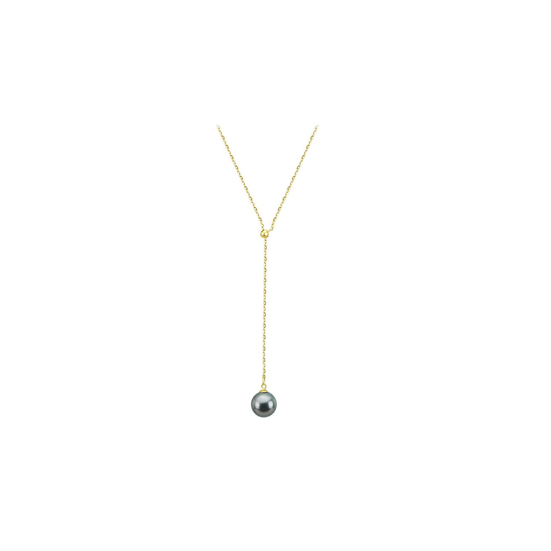 Elegant Saltwater Tahitian Pearl 18K Solid Gold Necklace KN00007 - PEARLY LUSTRE