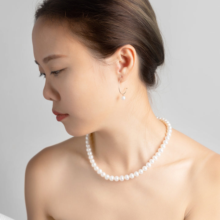 Top Lustre White Freshwater Pearl Necklace WN00192 - PEARLY LUSTRE