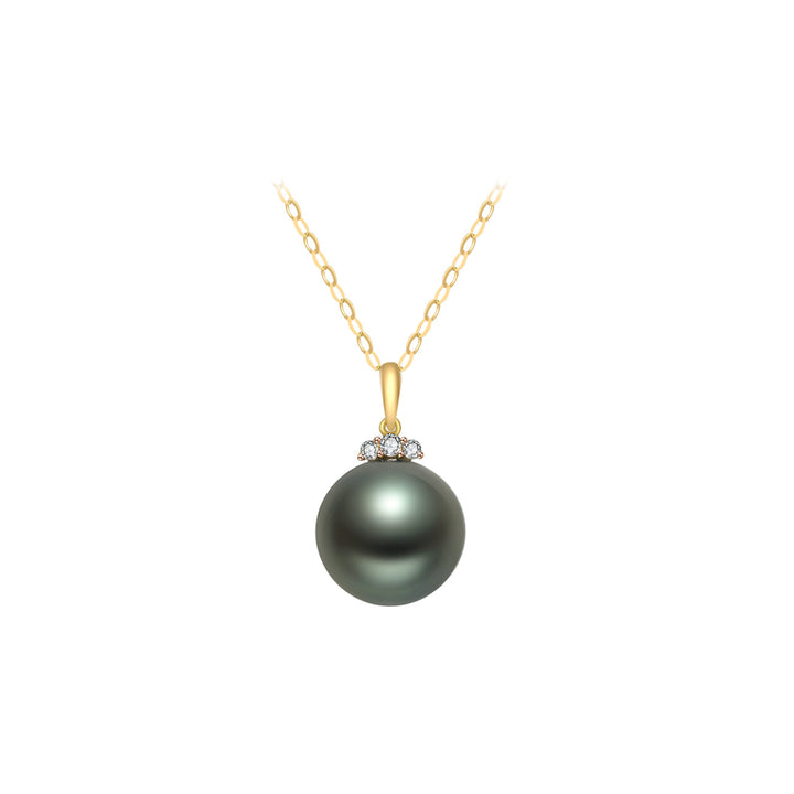 18K Solid Gold Saltwater Tahitian Pearl Necklace KN00016 - PEARLY LUSTRE