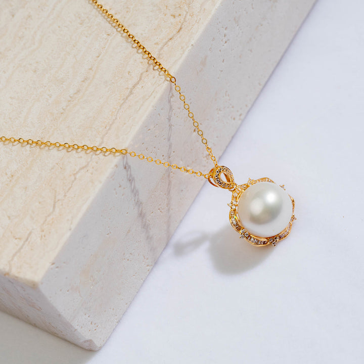 18K Solid Gold  Saltwater Pearl Necklace KN00031 - PEARLY LUSTRE