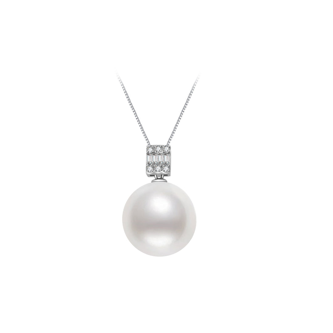 18K Solid Gold Australian White South Sea Necklace KN00035 - PEARLY LUSTRE