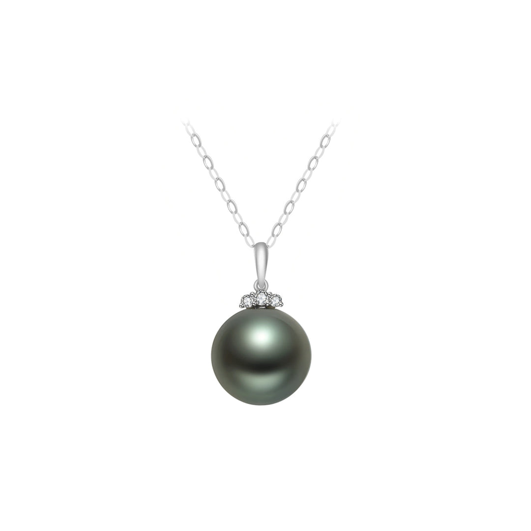 18K Solid Gold Saltwater Tahitian Pearl Necklace KN00051 - PEARLY LUSTRE